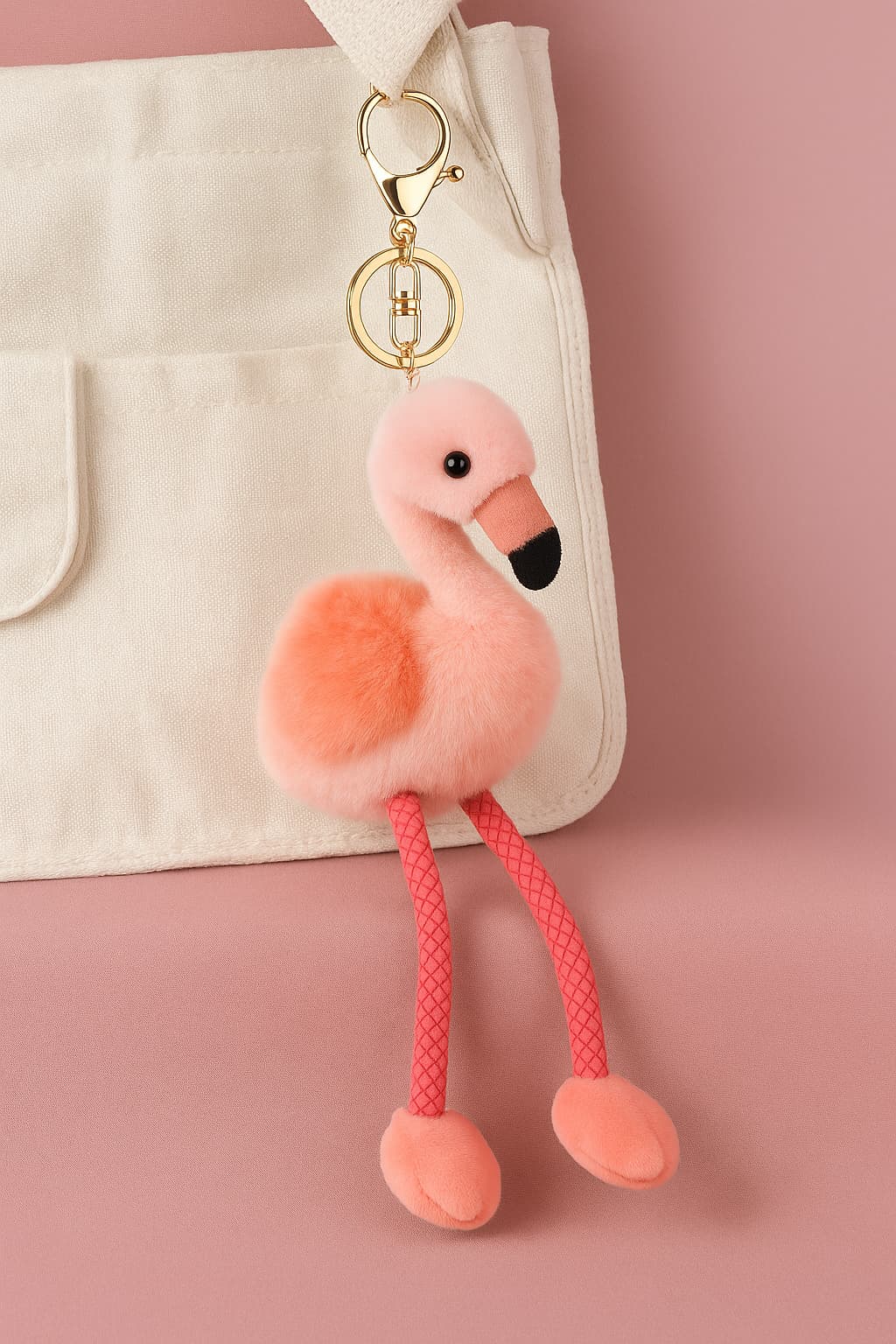 Llavero De Peluche Flamenco Rosa